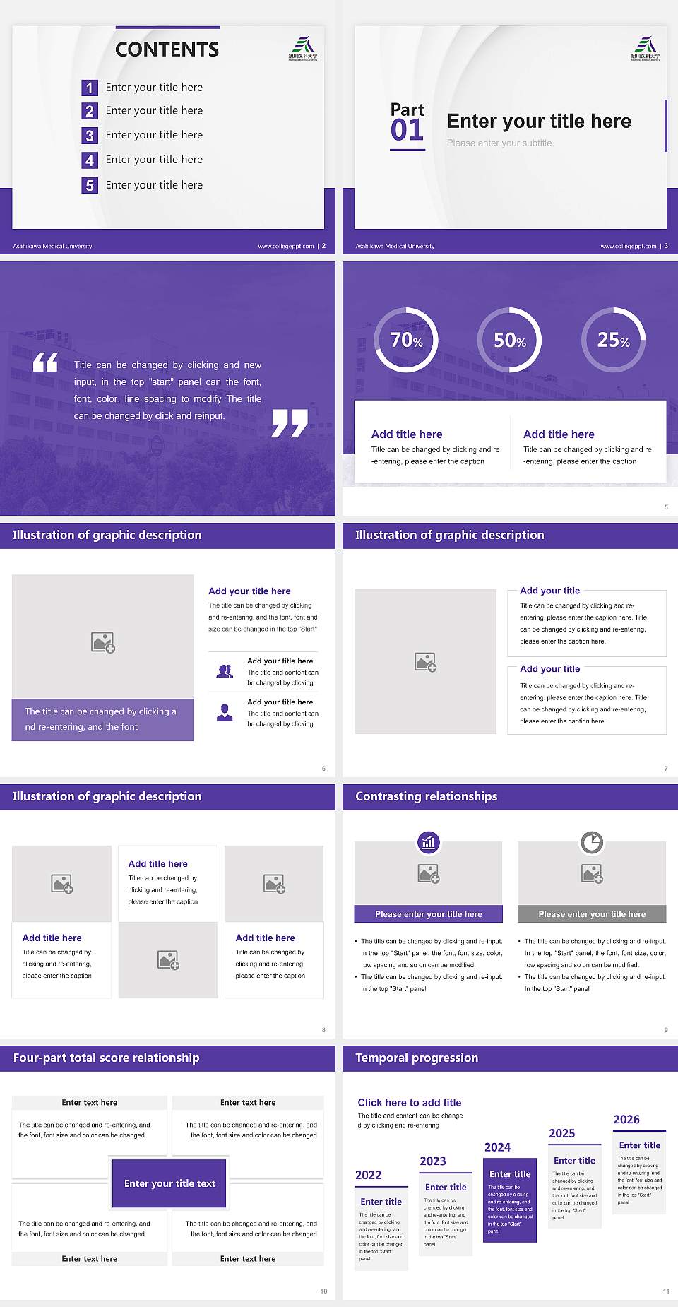 Asahikawa Medical University Thesis Proposal/Graduation Defense PPT Template4:3 ratio PPT effect preview image2