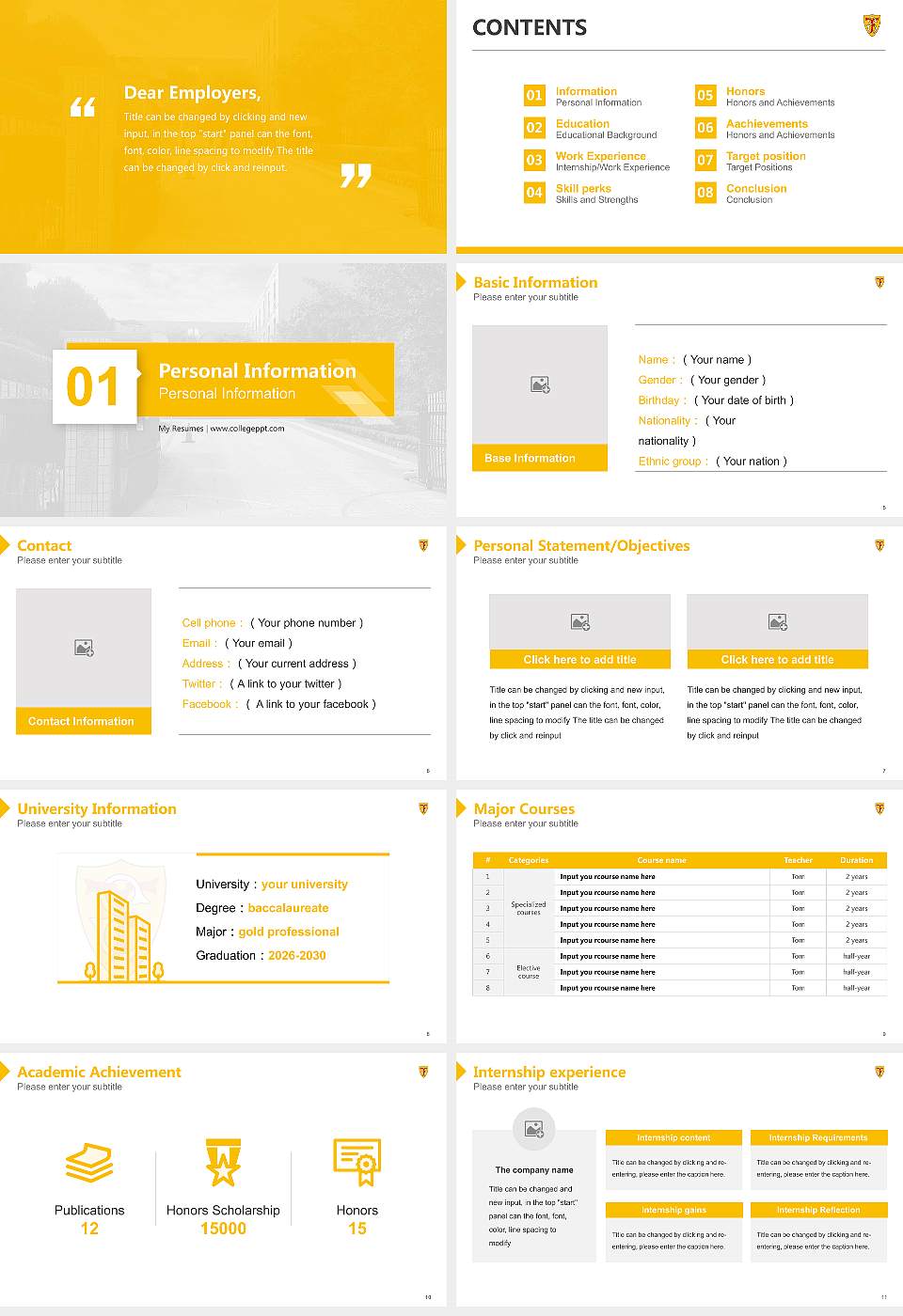Ferris University Resume PPT Template16:9 ratio PPT effect preview image2