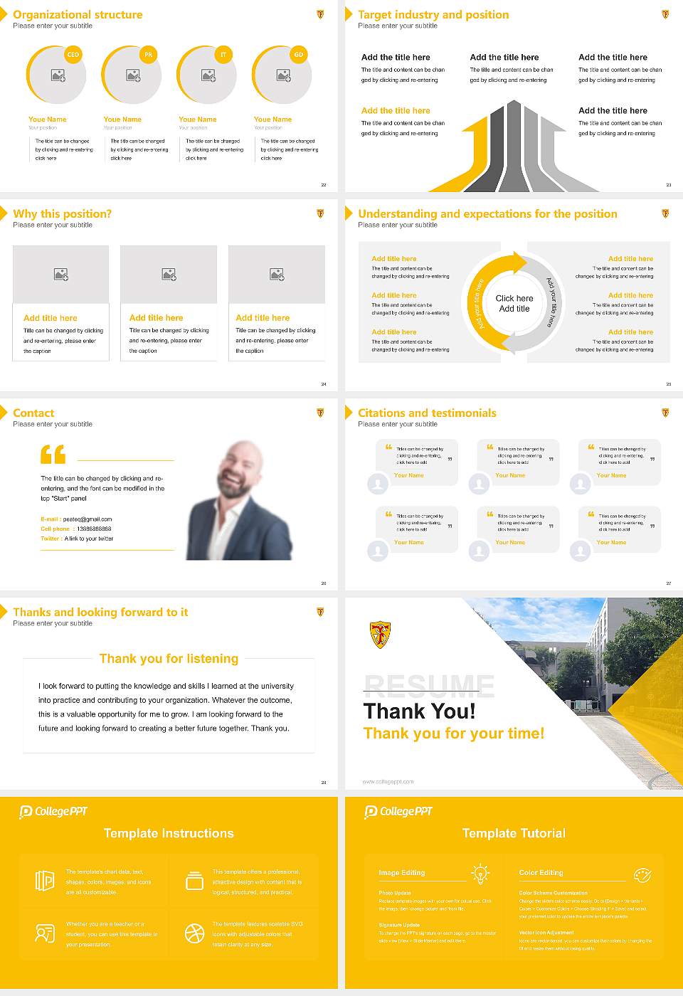Ferris University Resume PPT Template16:9 ratio PPT effect preview image4