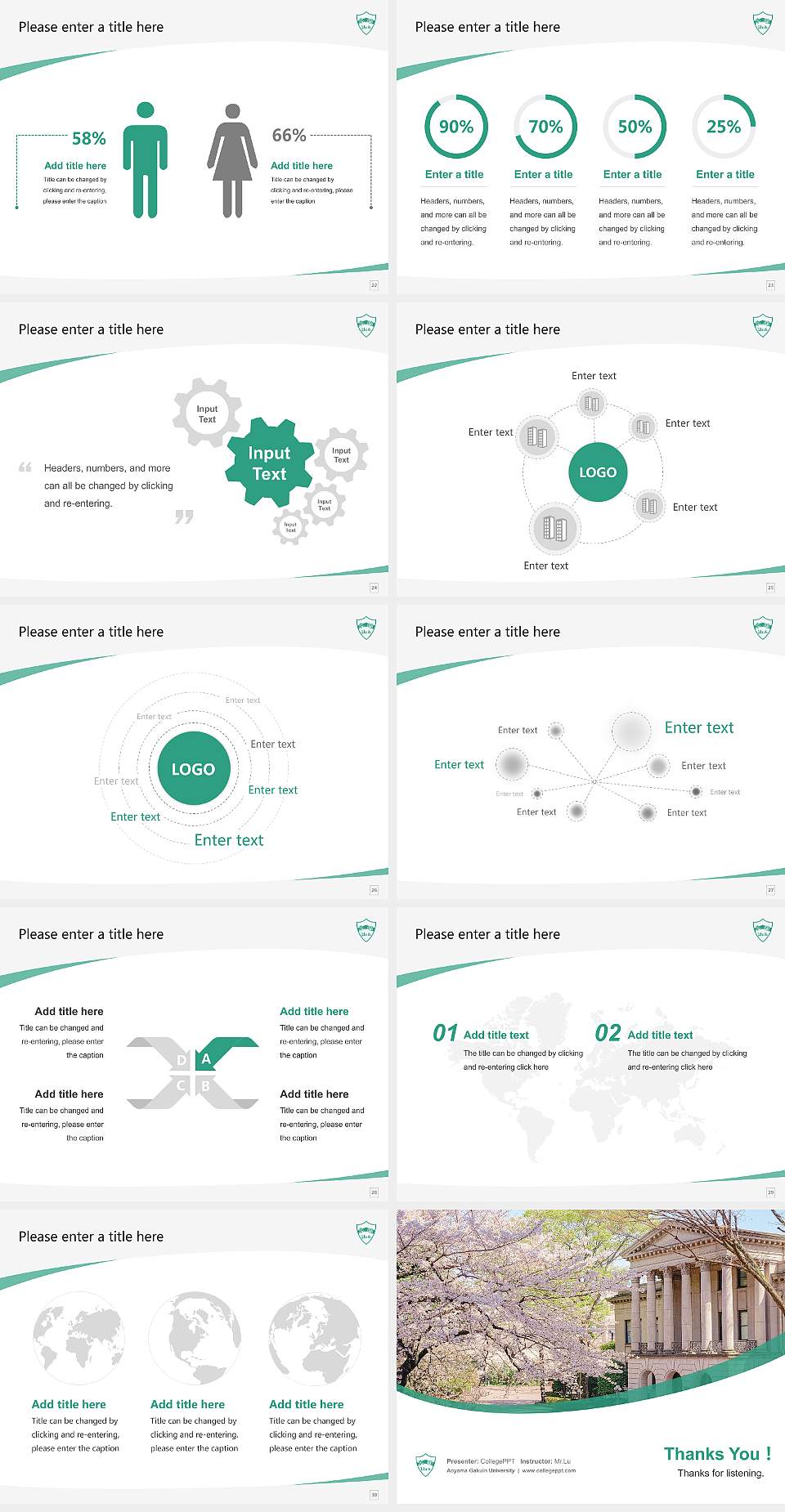 Aoyama Gakuin University Course/Courseware Creation PPT Template4:3 ratio PPT effect preview image4
