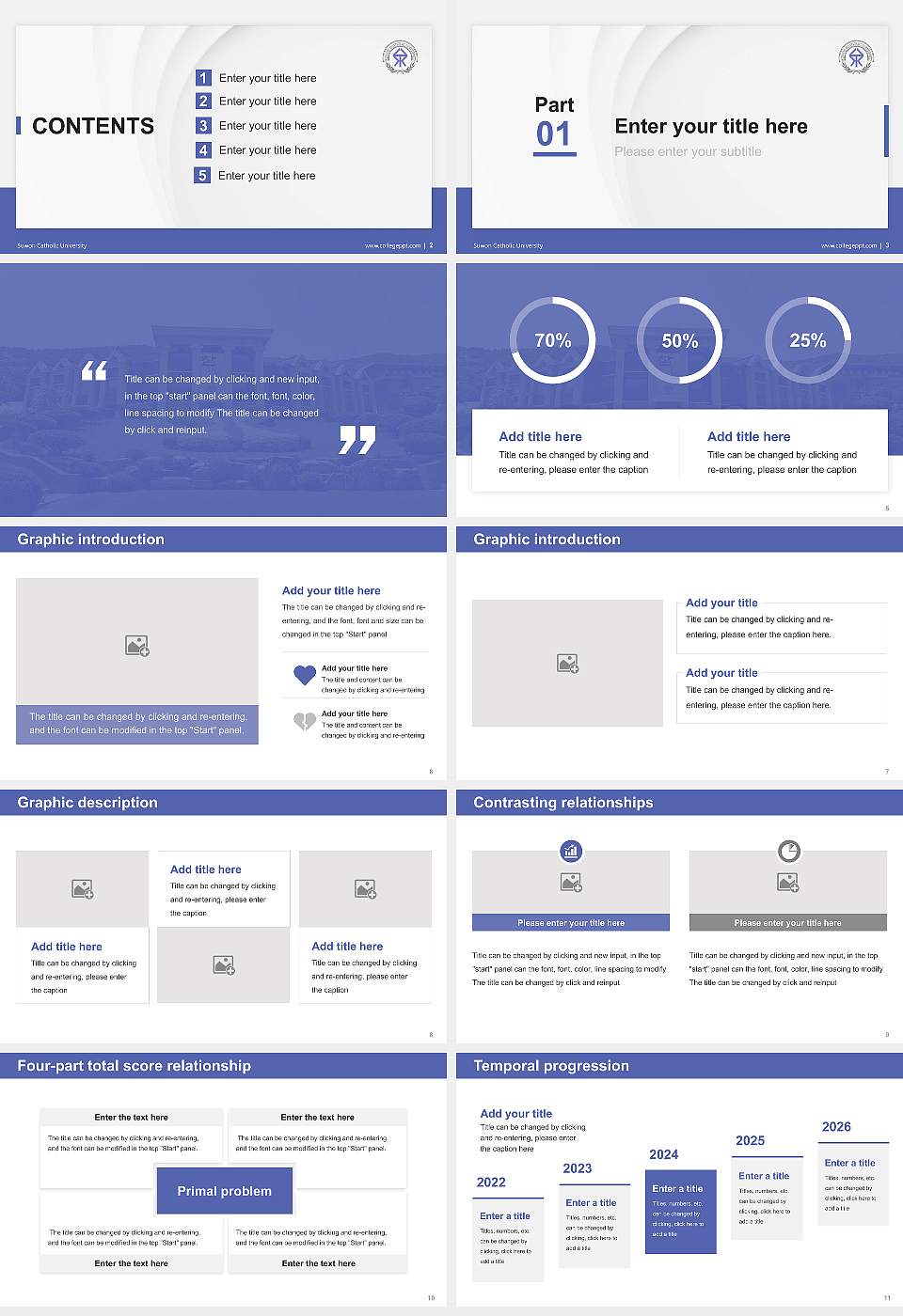 Suwon Catholic University Thesis Proposal/Graduation Defense PPT Template16:9 ratio PPT effect preview image2