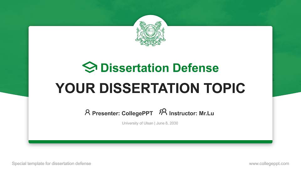 University of Ulsan Graduation Thesis Defense PPT Template16:9 ratio PPT effect preview image