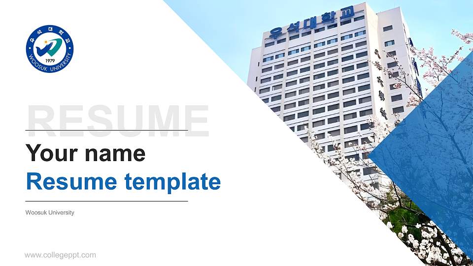 Woosuk University Resume PPT Template16:9 ratio PPT effect preview image