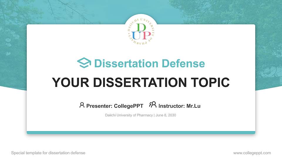 Daiichi University of Pharmacy Graduation Thesis Defense PPT Template16:9 ratio PPT effect preview image1
