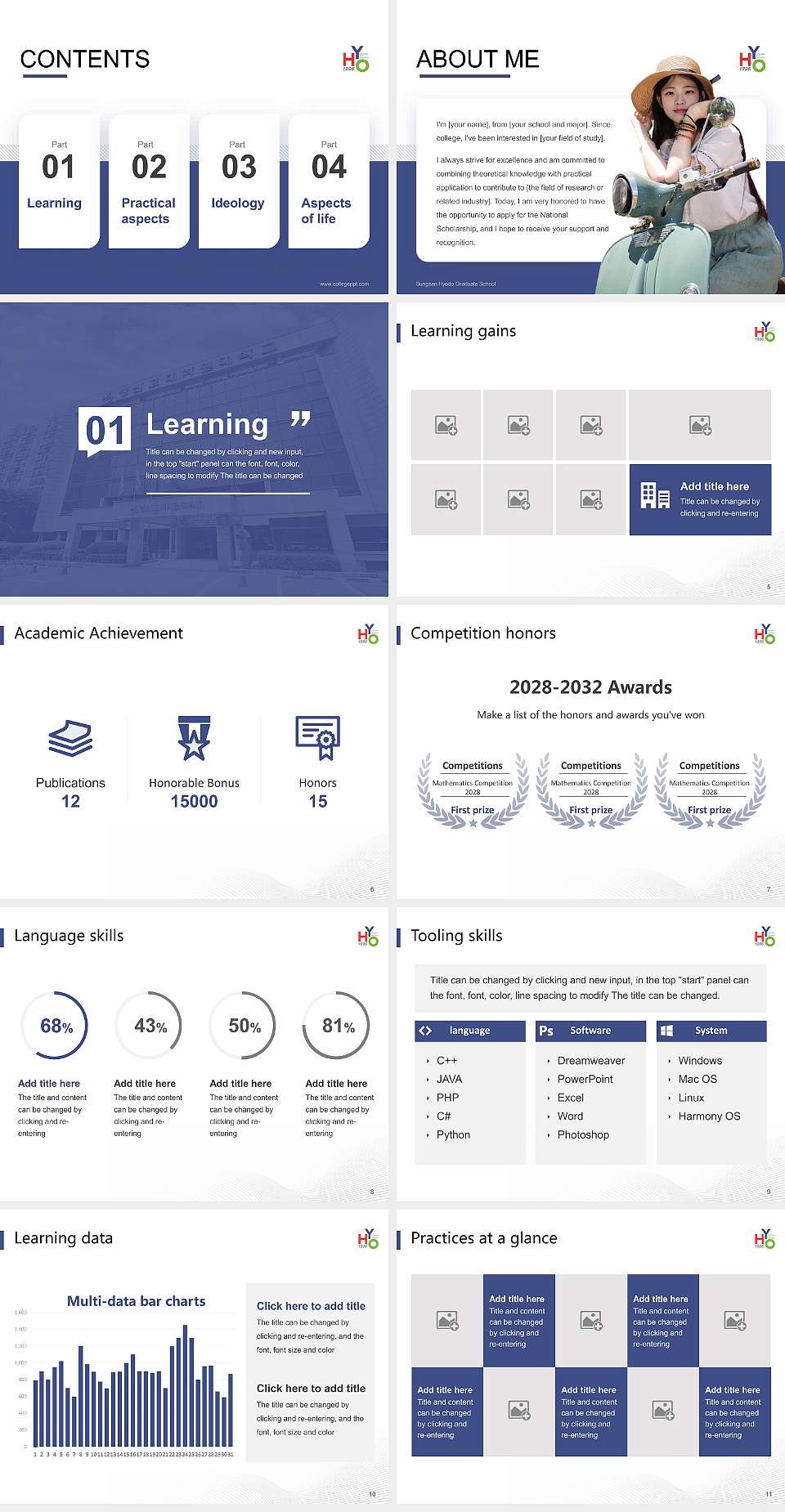 Sungsan Hyodo Graduate School National Scholarship Defense PPT Template4:3 ratio PPT effect preview image2