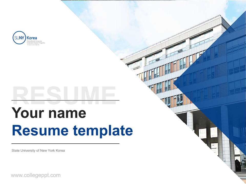 State University of New York Korea Resume PPT Template4:3 ratio PPT effect preview image5