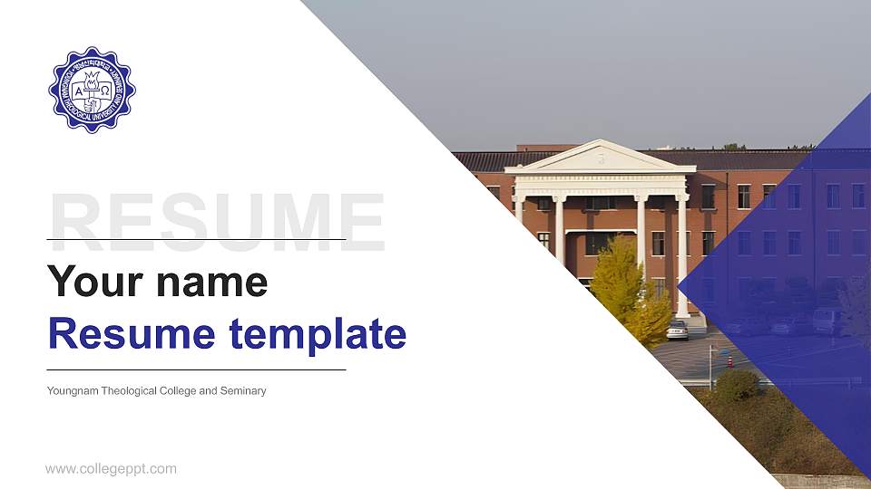 Youngnam Theological College and Seminary Resume PPT Template16:9 ratio PPT effect preview image
