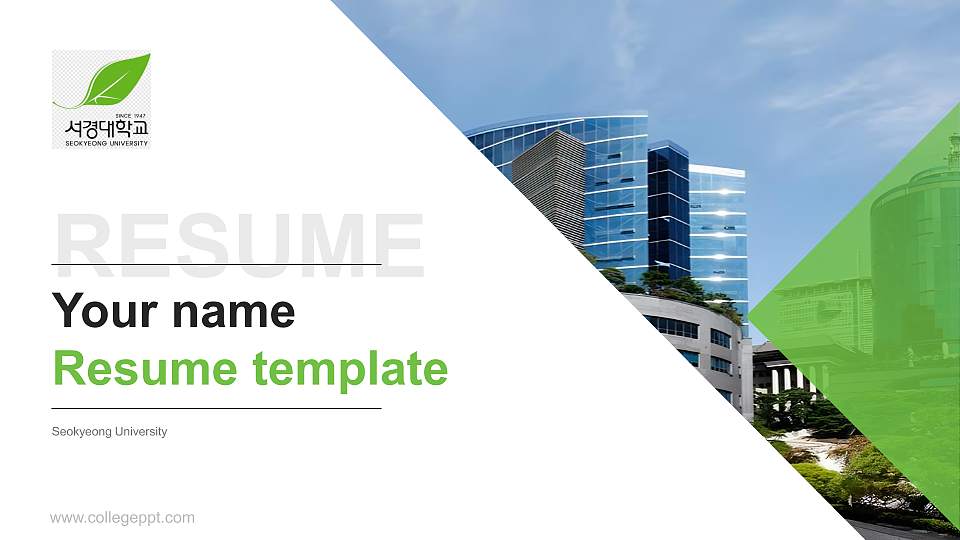 Seokyeong University Resume PPT Template16:9 ratio PPT effect preview image