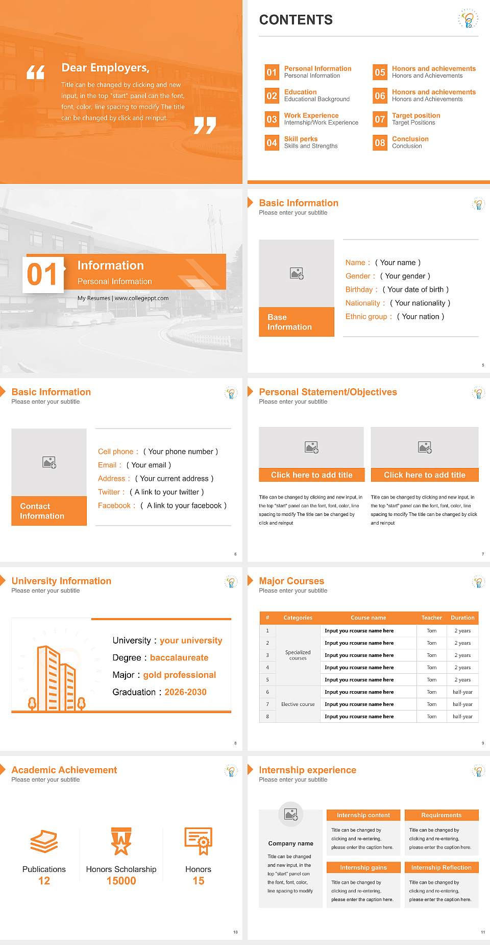 Korea Polytechnic III Chuncheon Resume PPT Template4:3 ratio PPT effect preview image2