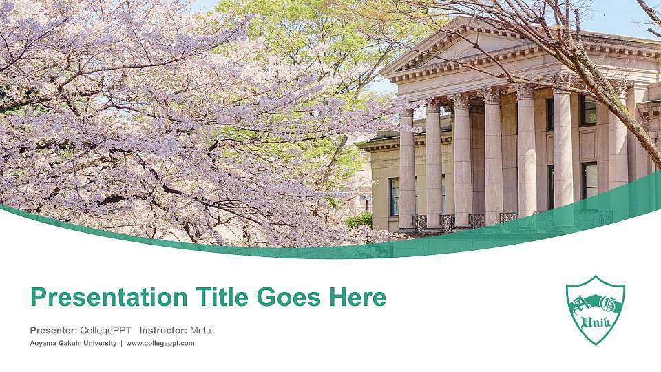 Aoyama Gakuin University Course/Courseware Creation PPT Template16:9 ratio PPT effect preview image