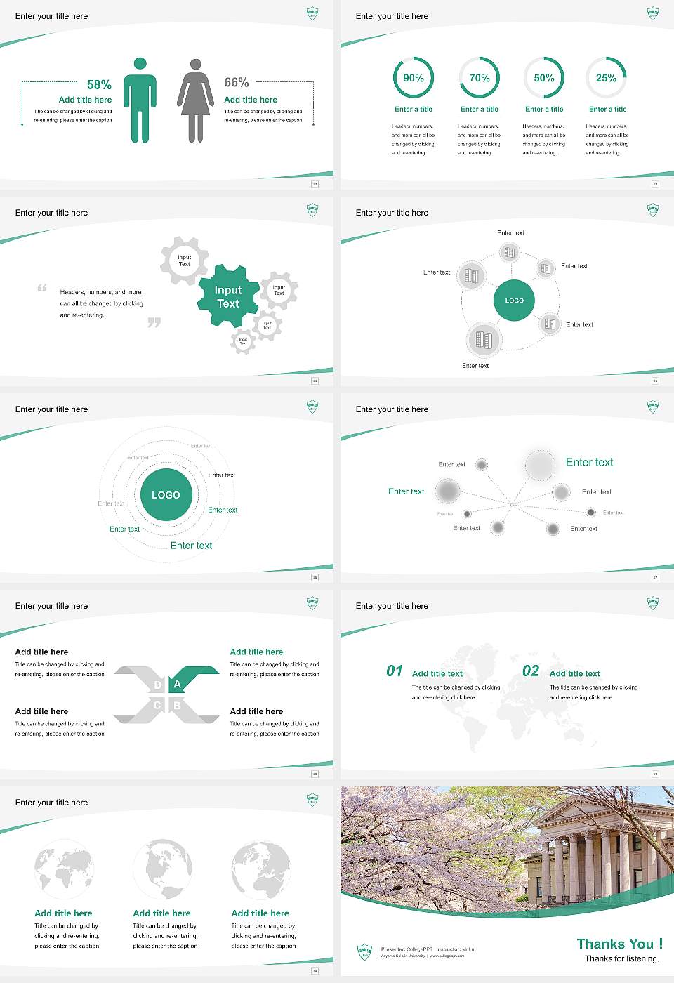 Aoyama Gakuin University Course/Courseware Creation PPT Template16:9 ratio PPT effect preview image4