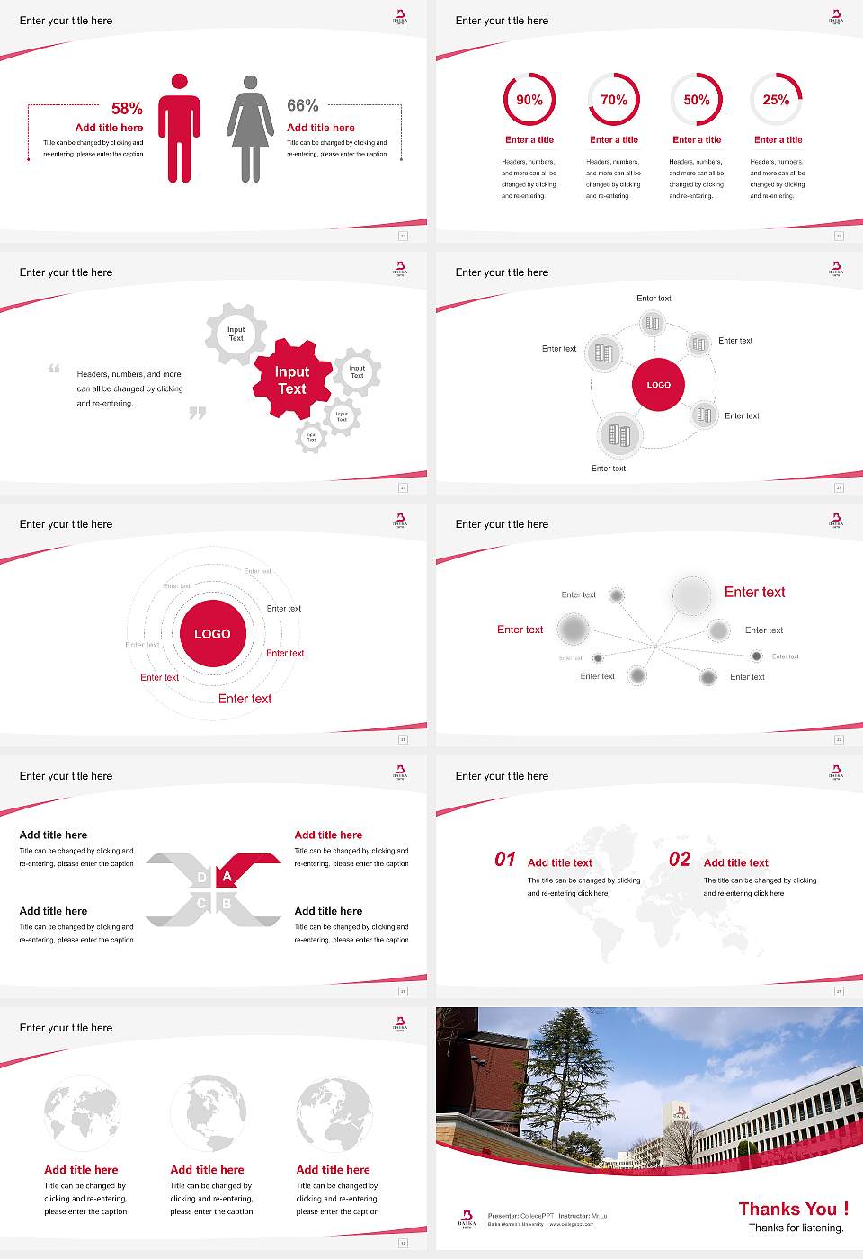 Baika Women’s University Course/Courseware Creation PPT Template16:9 ratio PPT effect preview image4