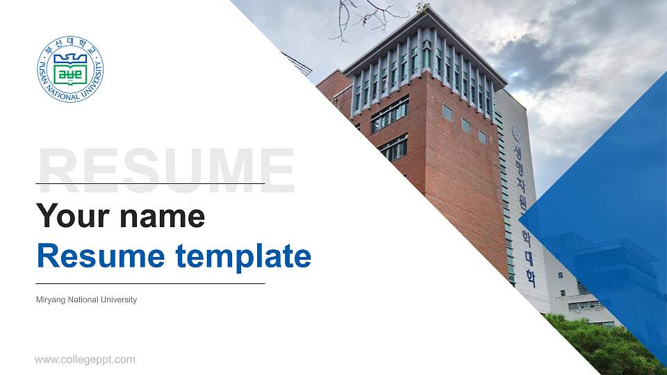 Miryang National University Resume PPT Template16:9 ratio PPT effect preview image