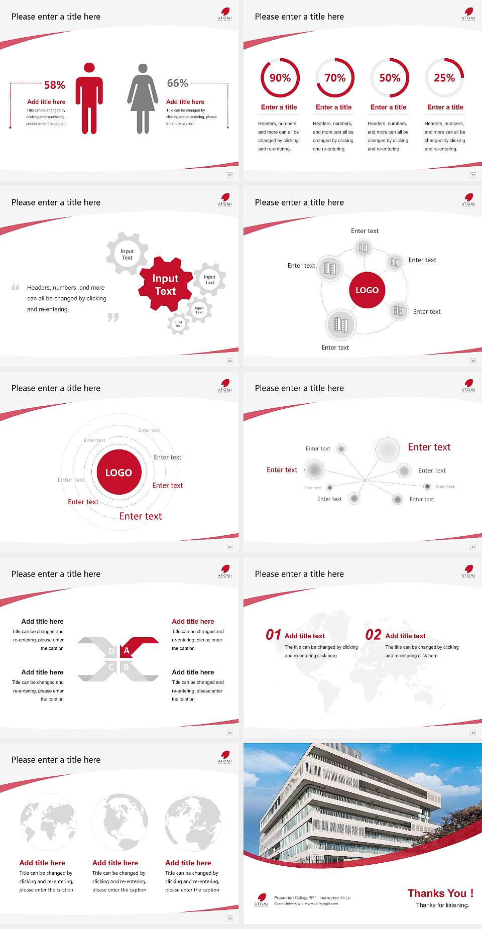 Atomi University Course/Courseware Creation PPT Template4:3 ratio PPT effect preview image4