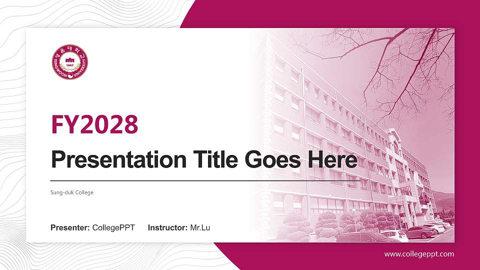 Sung-duk College Academic Presentation/Research Findings Report PPT Template16:9 ratio PPT effect preview image