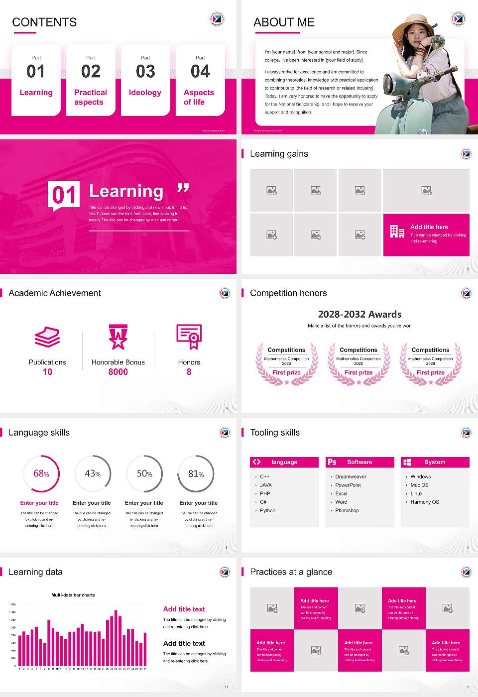 Yong-in Songdam College National Scholarship Defense PPT Template16:9 ratio PPT effect preview image2