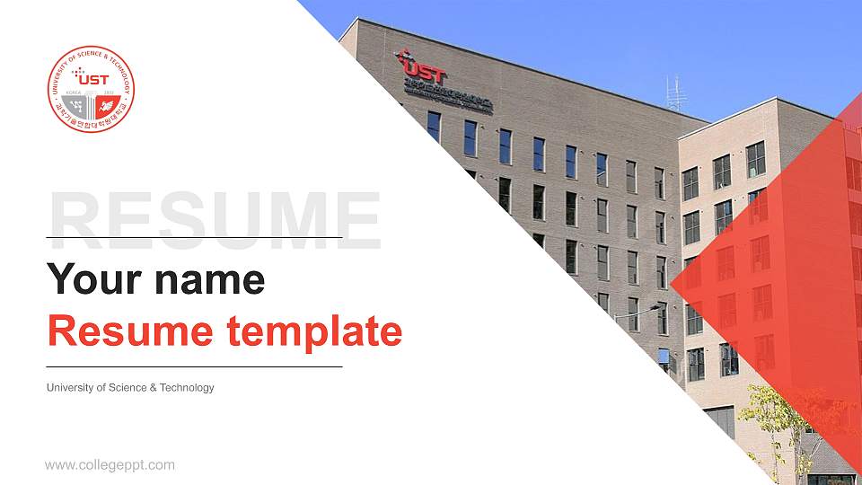 University of Science & Technology Resume PPT Template16:9 ratio PPT effect preview image
