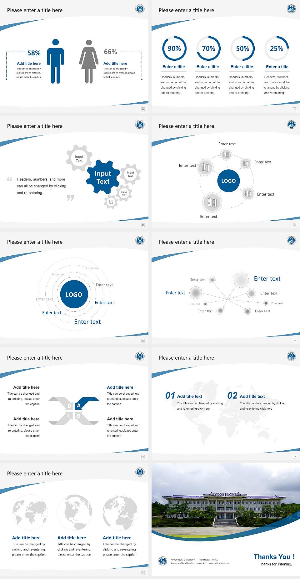 Youngsan Won Buddhist University Course/Courseware Creation PPT Template4:3 ratio PPT effect preview image4