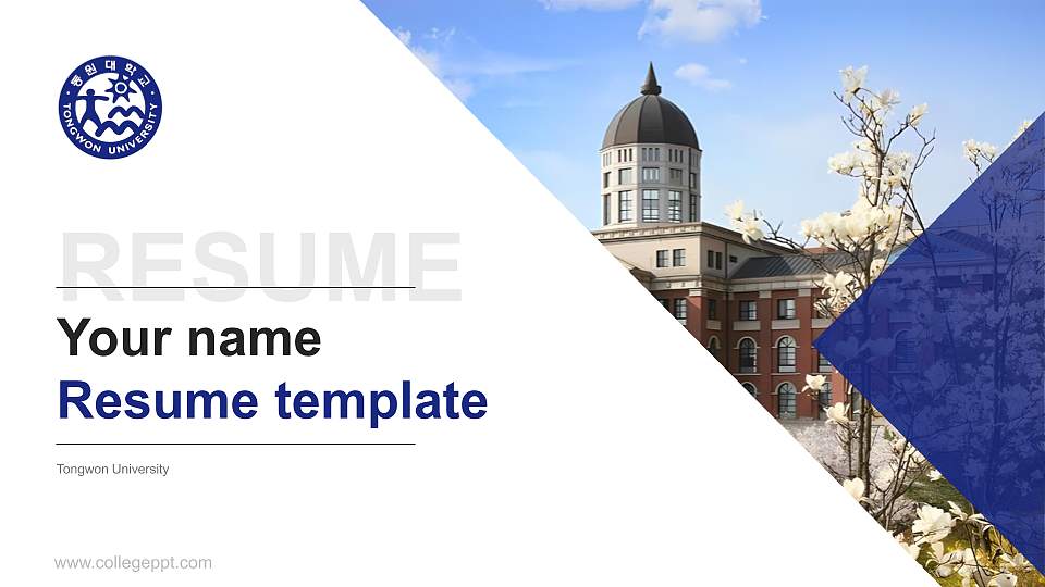 Tongwon University Resume PPT Template16:9 ratio PPT effect preview image