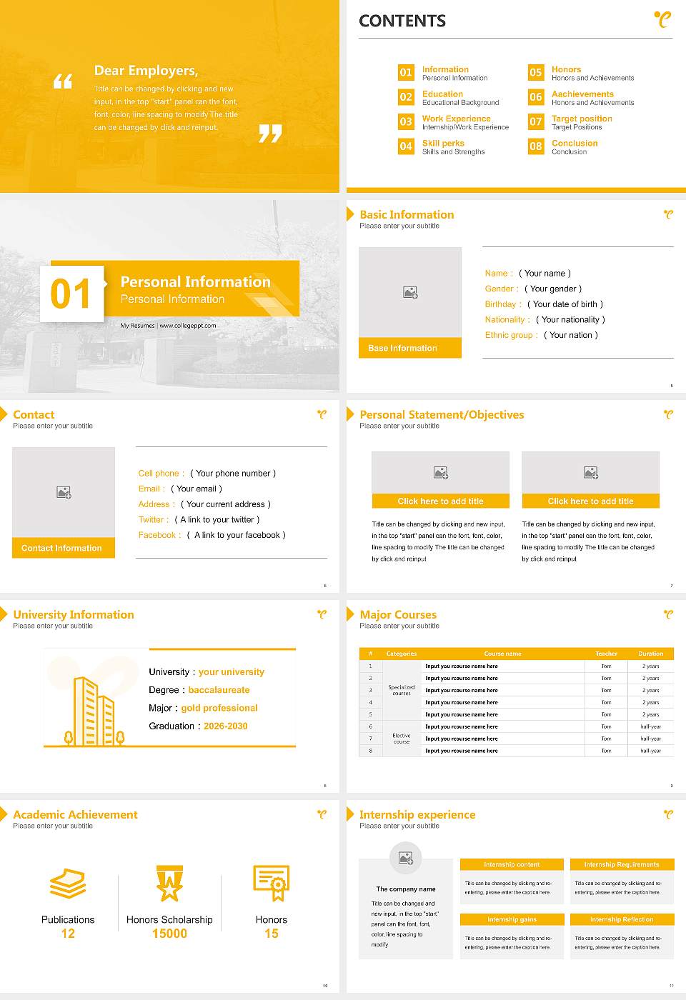 Ehime University Resume PPT Template16:9 ratio PPT effect preview image2