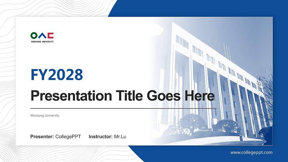 Woosong University Academic Presentation/Research Findings Report PPT Template16:9 ratio PPT effect preview image