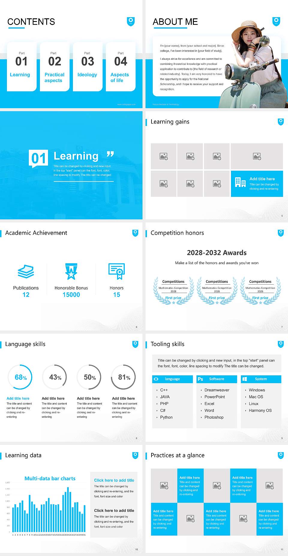 Yeojoo Institute of Technology National Scholarship Defense PPT Template4:3 ratio PPT effect preview image2