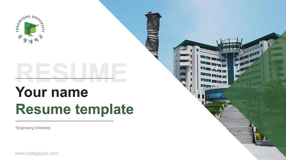 Tongmyong University Resume PPT Template16:9 ratio PPT effect preview image