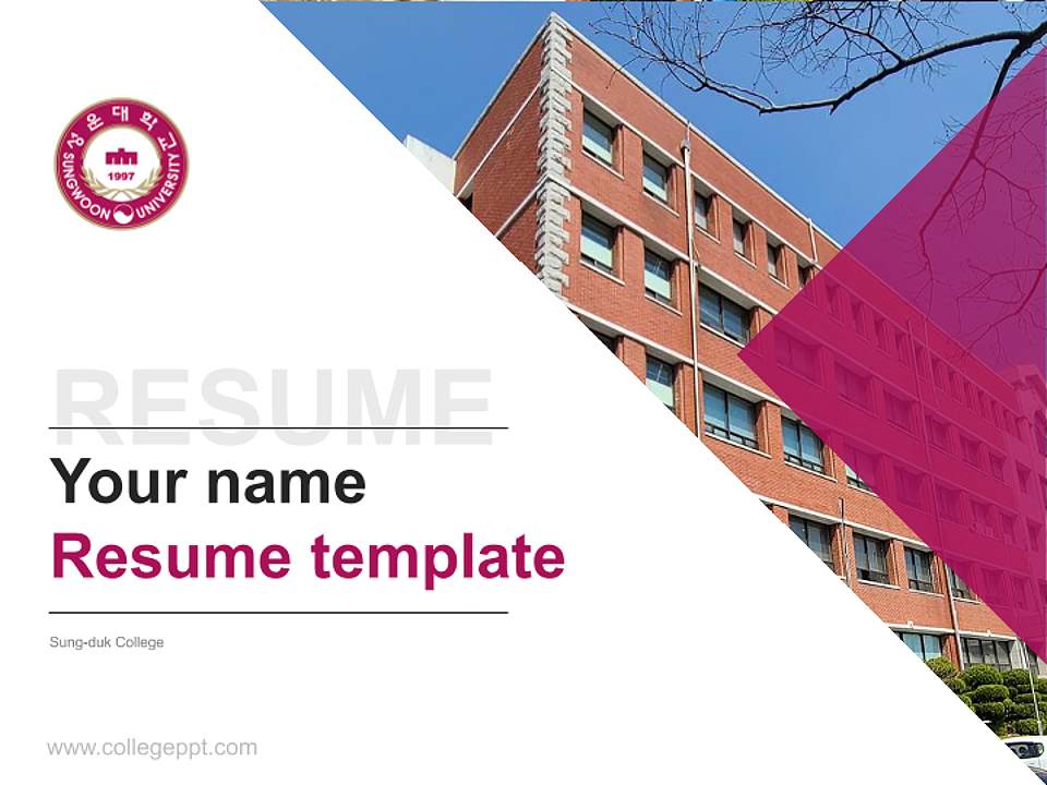 Sung-duk College Resume PPT Template4:3 ratio PPT effect preview image5