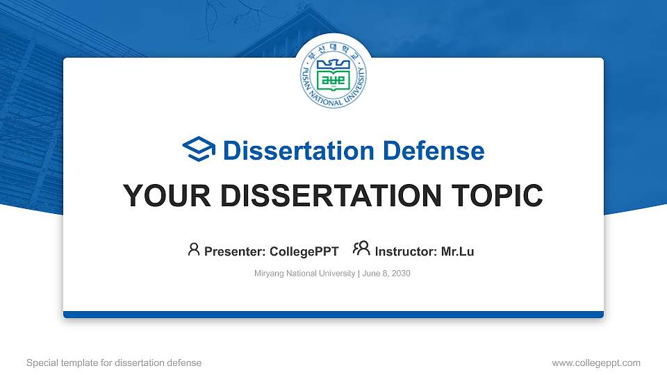 Miryang National University Graduation Thesis Defense PPT Template16:9 ratio PPT effect preview image