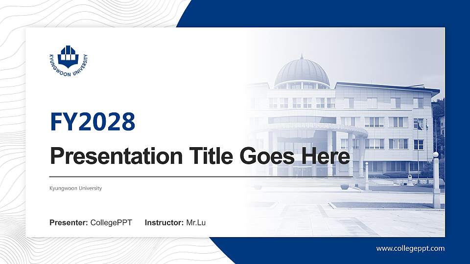 Kyungwoon University Academic Presentation/Research Findings Report PPT Template16:9 ratio PPT effect preview image