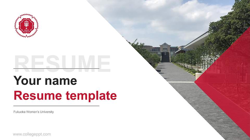 Fukuoka Women’s University Resume PPT Template16:9 ratio PPT effect preview image