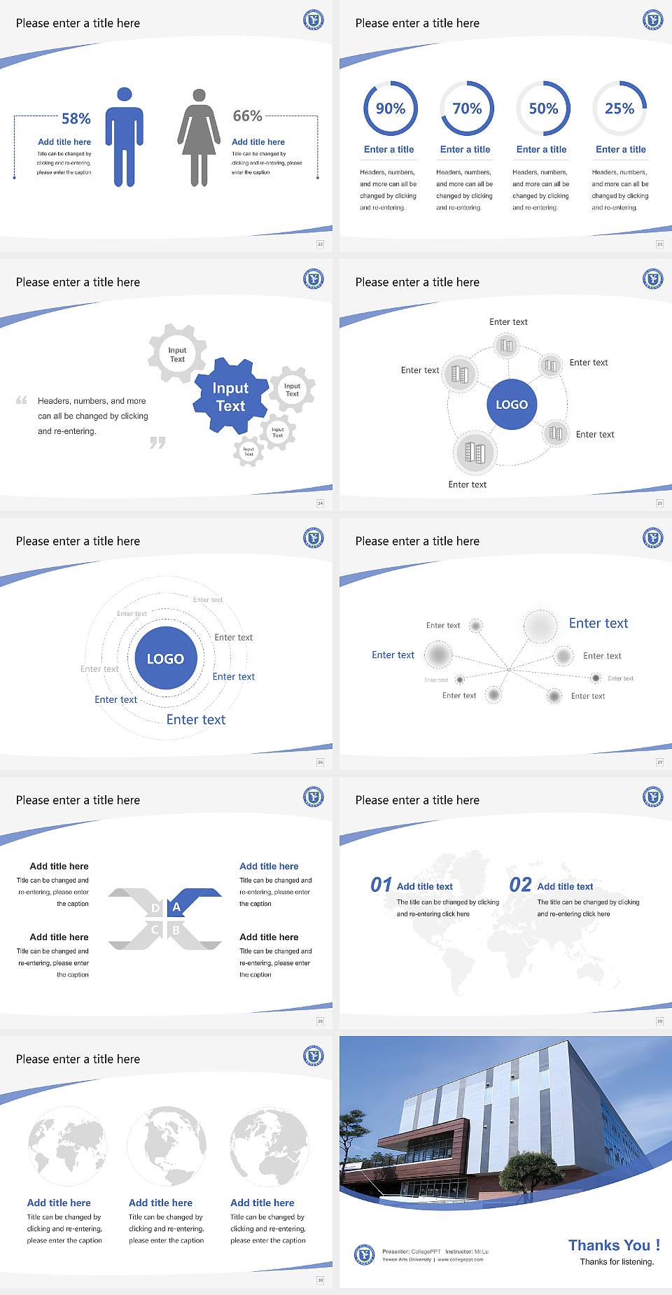 Yewon Arts University Course/Courseware Creation PPT Template4:3 ratio PPT effect preview image4
