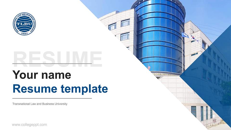 Transnational Law and Business University Resume PPT Template16:9 ratio PPT effect preview image