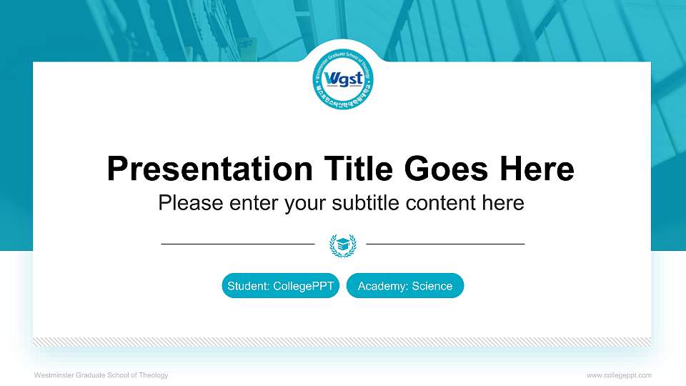 Westminster Graduate School of Theology National Scholarship Defense PPT Template16:9 ratio PPT effect preview image