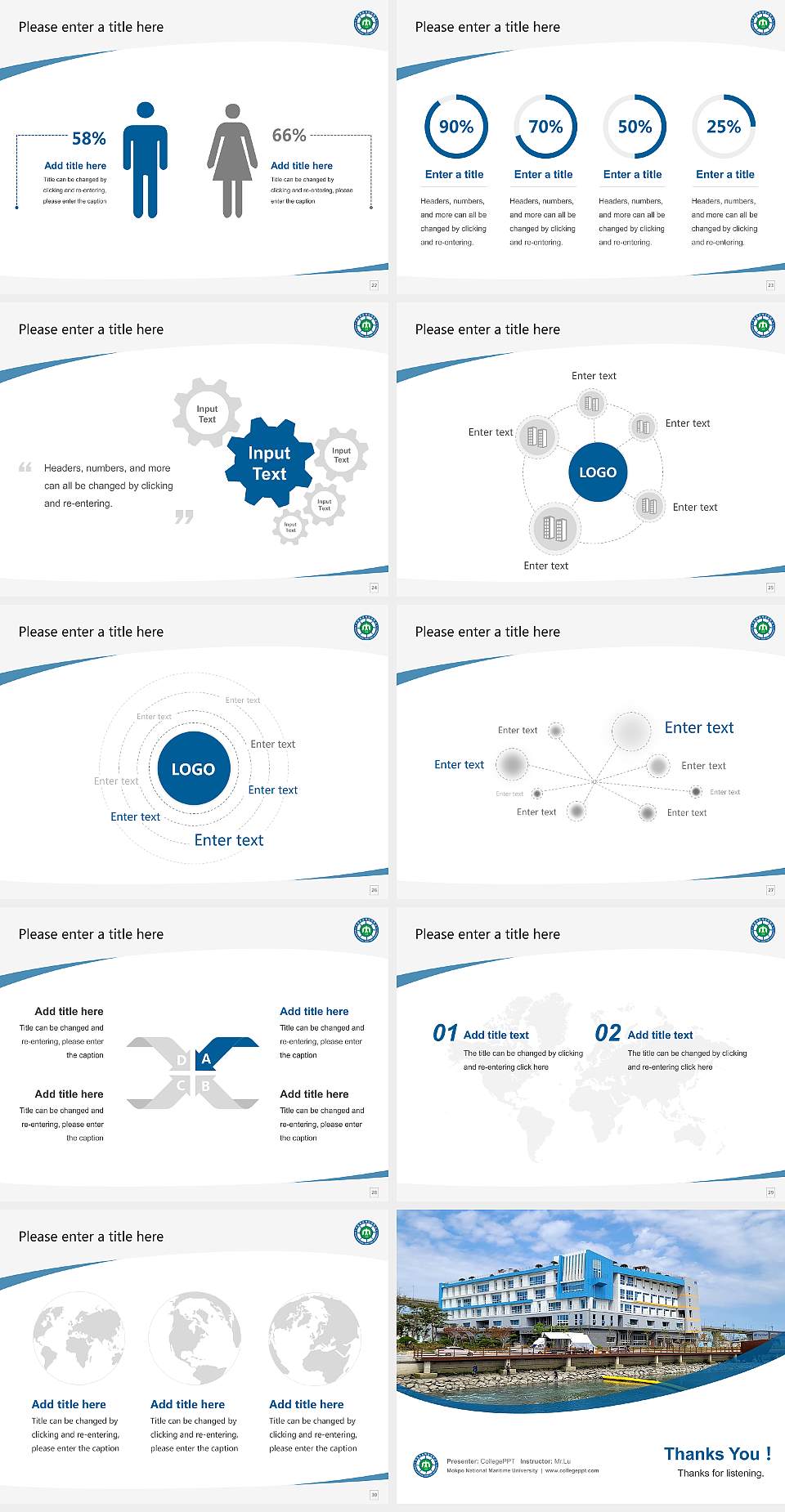 Mokpo National Maritime University Course/Courseware Creation PPT Template4:3 ratio PPT effect preview image4
