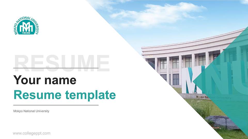 Mokpo National University Resume PPT Template16:9 ratio PPT effect preview image