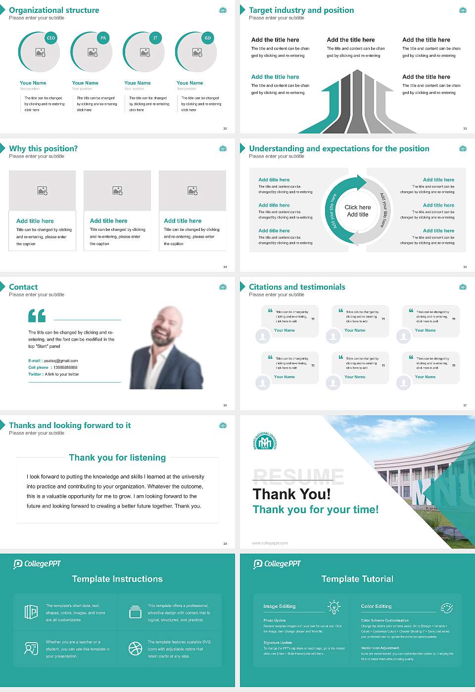 Mokpo National University Resume PPT Template16:9 ratio PPT effect preview image4