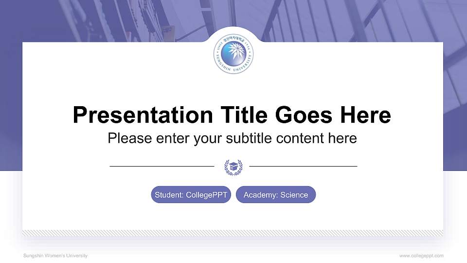 Sungshin Women’s University National Scholarship Defense PPT Template16:9 ratio PPT effect preview image