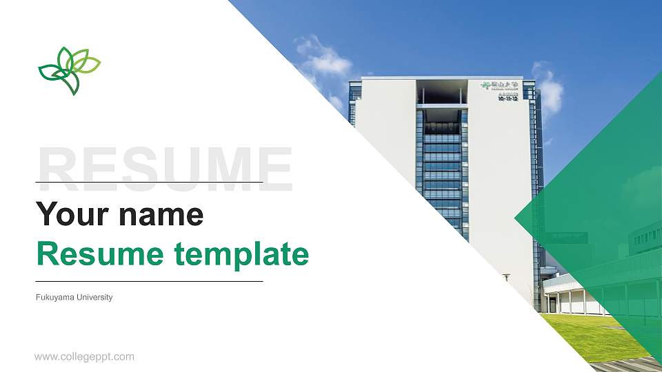 Fukuyama University Resume PPT Template16:9 ratio PPT effect preview image
