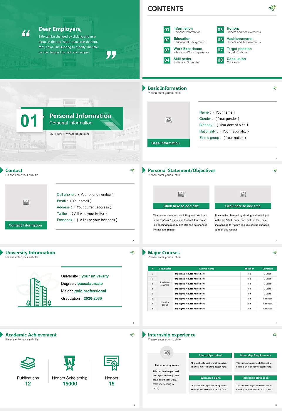Fukuyama University Resume PPT Template16:9 ratio PPT effect preview image2