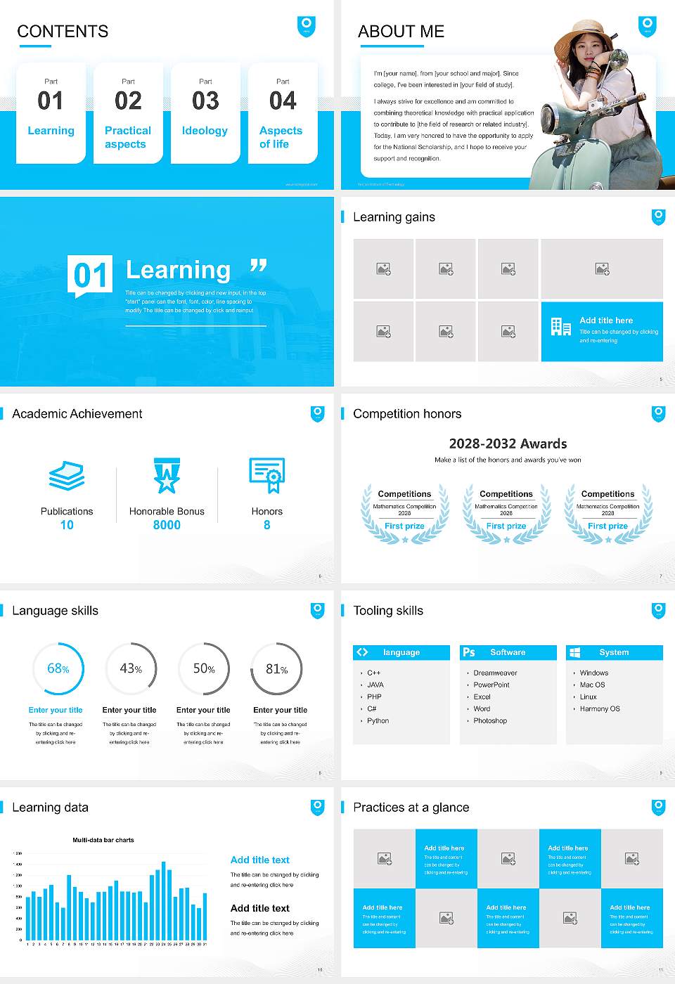 Yeojoo Institute of Technology National Scholarship Defense PPT Template16:9 ratio PPT effect preview image2