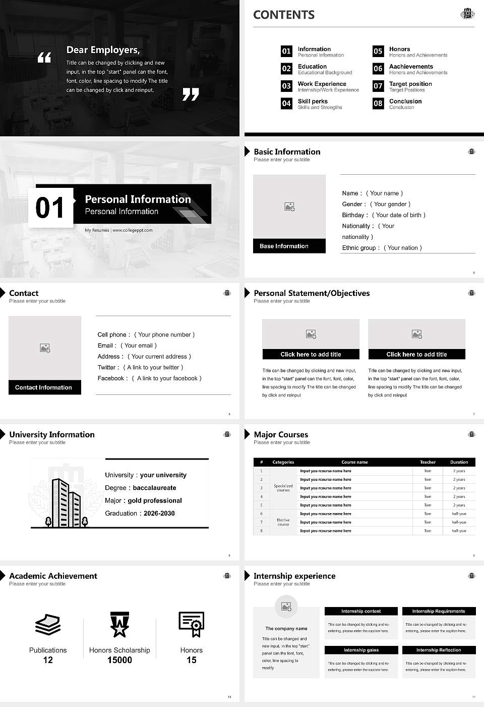 Ashikaga University Resume PPT Template16:9 ratio PPT effect preview image2