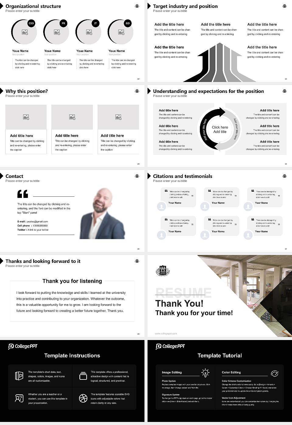 Ashikaga University Resume PPT Template16:9 ratio PPT effect preview image4
