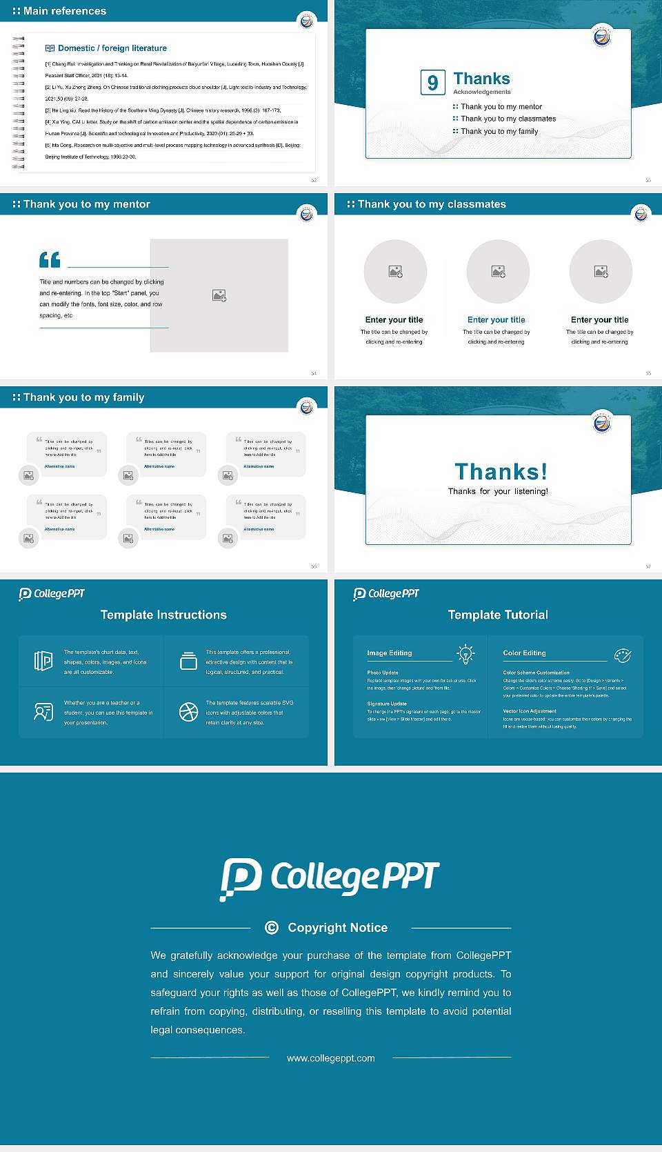 Chukyo Gakuin University Graduation Thesis Defense PPT Template16:9 ratio PPT effect preview image7