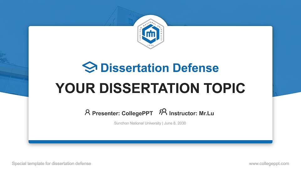 Sunchon National University Graduation Thesis Defense PPT Template16:9 ratio PPT effect preview image