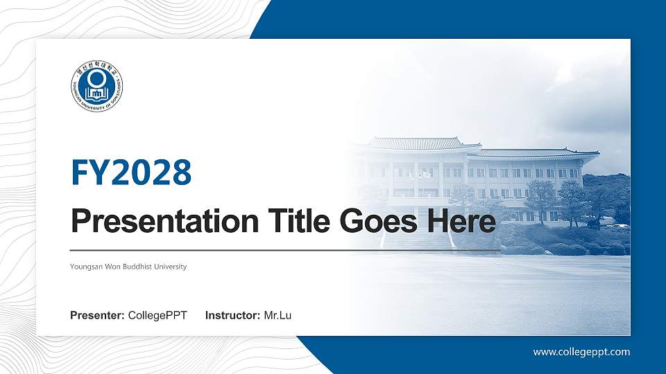 Youngsan Won Buddhist University Academic Presentation/Research Findings Report PPT Template16:9 ratio PPT effect preview image