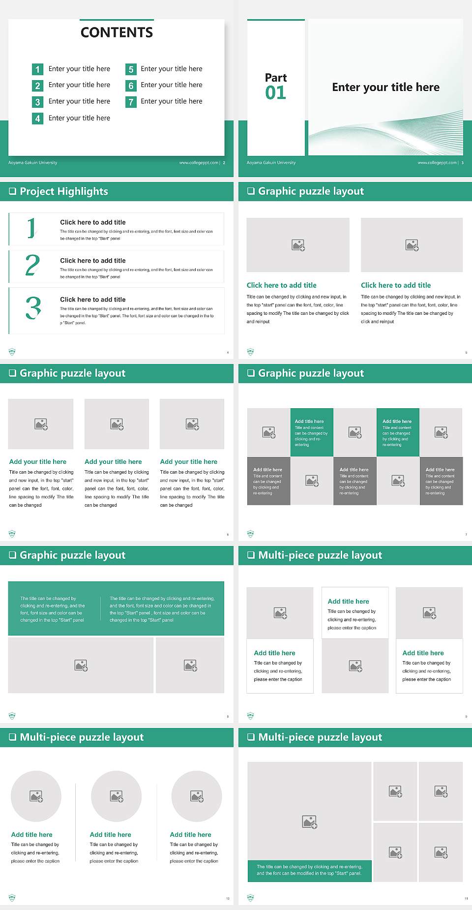 Aoyama Gakuin University General Purpose PPT Template4:3 ratio PPT effect preview image2
