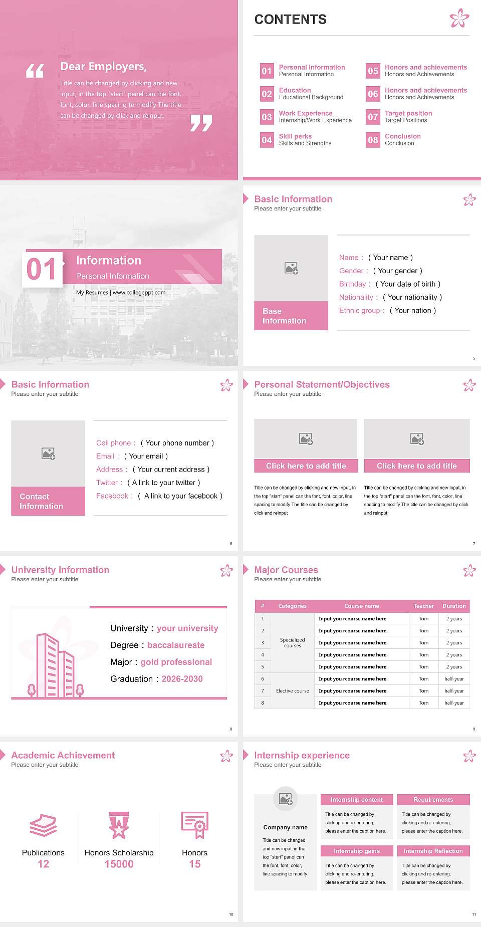Fukuyama Heisei University Resume PPT Template4:3 ratio PPT effect preview image2