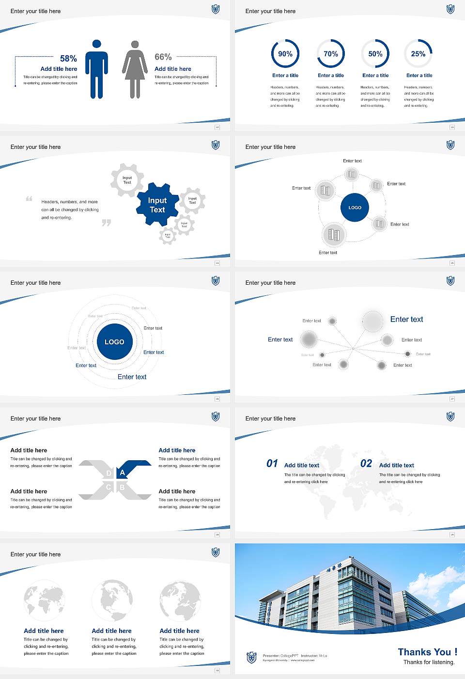 Kyungwon University Course/Courseware Creation PPT Template16:9 ratio PPT effect preview image4