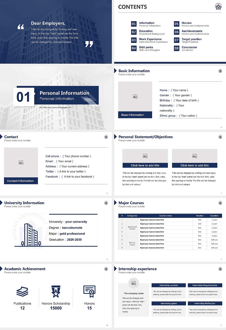 Masan University Resume PPT Template16:9 ratio PPT effect preview image2